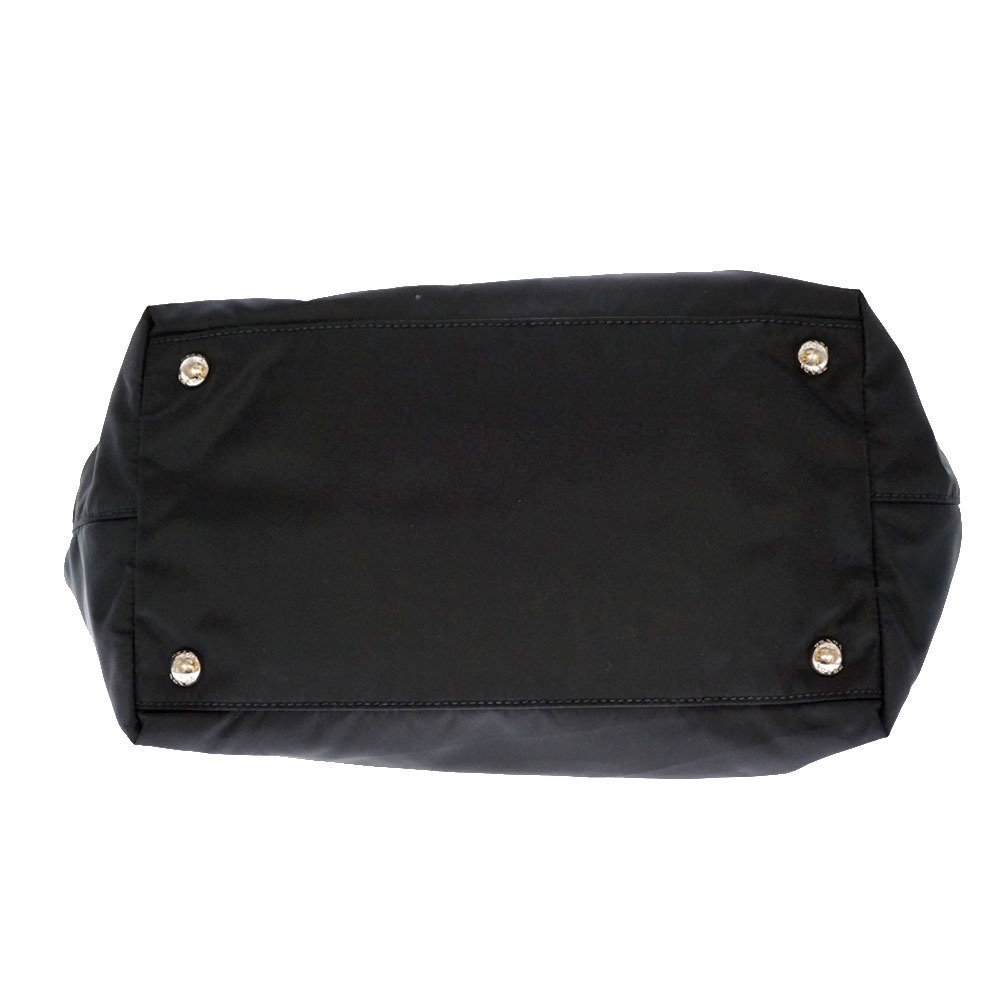 PRADA Tote Bag Pocono Black Leather Rion Motif - Picture 10 of 11